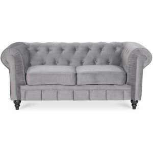 Canape Chesterfield Velours 2 Places Altesse Argent