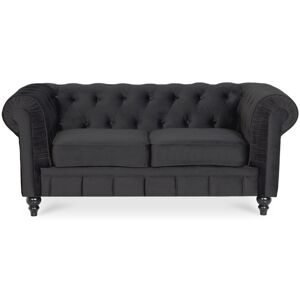 Canape Chesterfield Velours 2 Places Altesse Noir