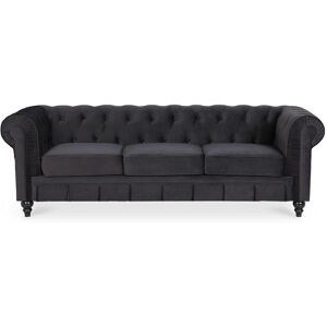 IntenseDeco Canape Chesterfield Velours 3 Places Altesse Noir - Publicité