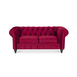Canape Chesterfield Velours 2 Places Altesse Rouge
