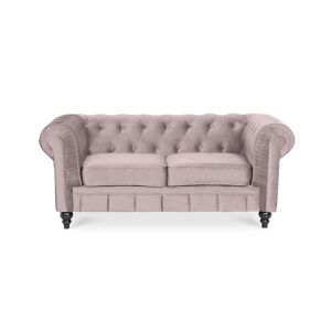 IntenseDeco Canapé Chesterfield Velours 2 Places Altesse Taupe