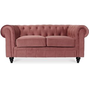 IntenseDeco Canapé Chesterfield Velours 2 Places Altesse Vieux Rose