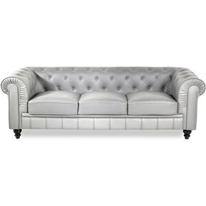 Canape Chesterfield 3 Places Regency Argent