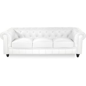 Canape Chesterfield 3 Places Regency Blanc