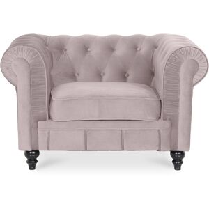 IntenseDeco Fauteuil Chesterfield velours Altesse Taupe