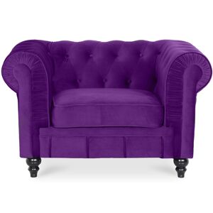 IntenseDeco Fauteuil Chesterfield velours Altesse Violet