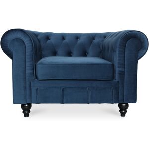 Fauteuil Chesterfield velours Altesse Bleu fonce