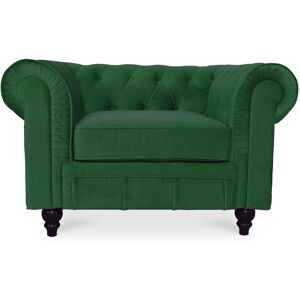 IntenseDeco Fauteuil Chesterfield velours Altesse Vert