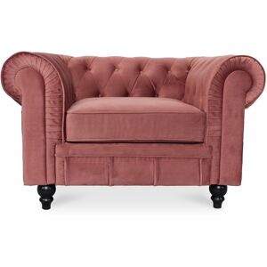 IntenseDeco Fauteuil Chesterfield velours Altesse Vieux Rose