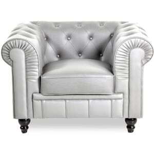 IntenseDeco Fauteuil Chesterfield Regency Argent