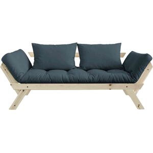 Karup Design Banquette ajustable BEBOP en pin massif naturel matelas bleu canard 75x200 + coussins 40x60 inclus