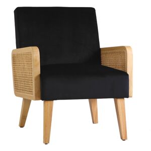 Déko&co Fauteuil cannage velours noir - FA37001