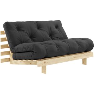 Karup Design Canape convertible ROOTS en pin massif naturel avec matelas futon anthracite 140x200