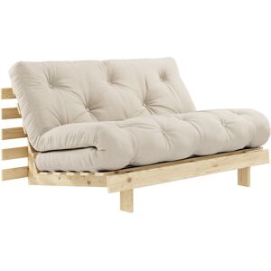 Karup Design Canape convertible ROOTS en pin massif naturel avec matelas futon beige 140x200