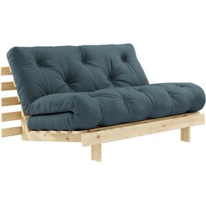 Karup Design Canape convertible ROOTS en pin massif naturel avec matelas futon bleu canard 140x200