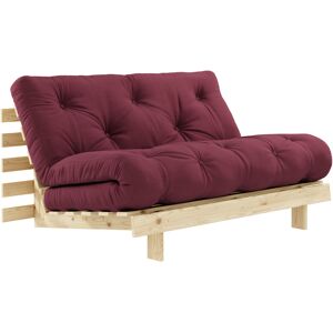 Karup Design Canapé convertible ROOTS en pin massif naturel avec matelas futon bordeaux 140x200