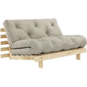 Karup Design Canape convertible ROOTS en pin massif naturel avec matelas futon lin 140x200