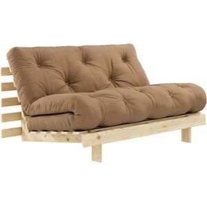 Karup Design Canapé convertible ROOTS en pin massif naturel avec matelas futon marron 140x200