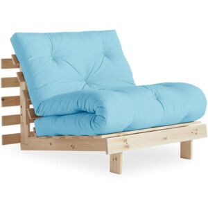 Karup Design Canape convertible ROOTS en pin massif naturel avec matelas futon bleu clair 90x200