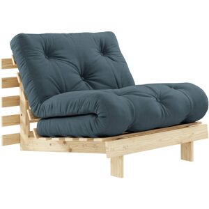 Karup Design Canapé convertible ROOTS en pin massif naturel avec matelas futon bleu canard 90x200