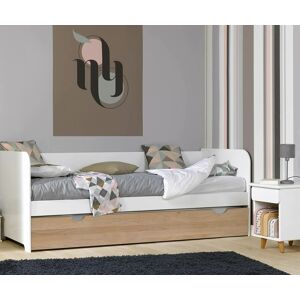 Ma Chambre d'Enfant Lit gigogne banquette enfant Bali  Blanc et hêtre 80x190 cm