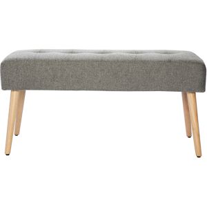 Miliboo Banc scandinave capitonné en tissu effet velours texturé gris clair et bois clair L95 cm GUESTA - Publicité