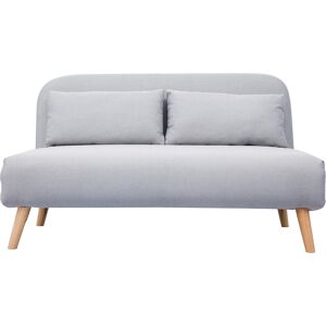 Miliboo Banquette convertible 2 places en tissu gris clair et bois clair AMIKO - Publicité