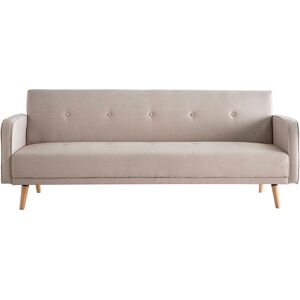 Miliboo Canapé convertible scandinave 3 places en tissu beige et bois clair ULLA - Publicité