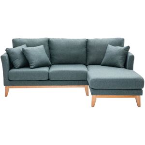 Miliboo Canapé d'angle droit déhoussable scandinave 4 places en tissu vert de gris et bois clair OSLO - Publicité