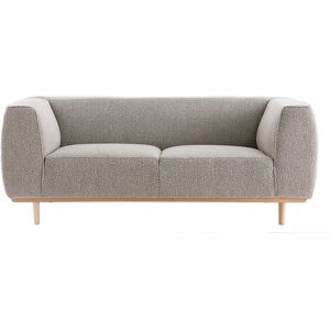 Miliboo Canape scandinave 2-3 places en tissu effet laine bouclee taupe et bois clair MORRIS