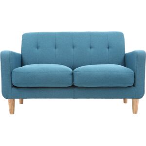 Miliboo Canape scandinave 2 places en tissu bleu canard et bois clair LUNA