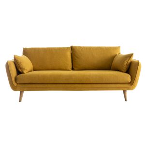 Miliboo Canape scandinave 3 places en tissu jaune cumin et bois clair CREEP