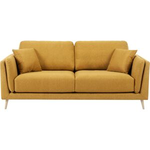 Miliboo Canape scandinave 3 places en tissu jaune cumin et bois clair VOGUE