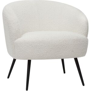 Miliboo Fauteuil design en tissu effet laine bouclee blanc casse et metal noir MAGGIE