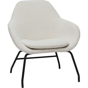 Miliboo Fauteuil design en tissu effet laine bouclee blanc casse et metal noir MAYNE