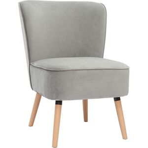 Miliboo Fauteuil en tissu velours gris clair et bois clair KAHLO - Publicité