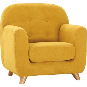 Miliboo Fauteuil enfant scandinave en tissu effet velours jaune moutarde et bois clair NORKID