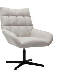 Miliboo Fauteuil pivotant design en tissu effet velours texure beige et metal noir KING