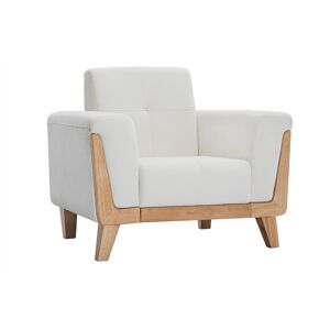 Miliboo Fauteuil scandinave en tissu blanc cassé et bois clair FJORD - Publicité