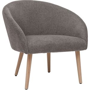 Miliboo Fauteuil scandinave en tissu effet velours texture gris et bois clair OLIVIA