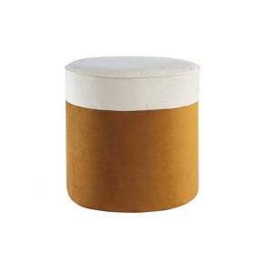 Miliboo Pouf design bicolore en tissu velours blanc creme et jaune cumin D40 cm DAISY