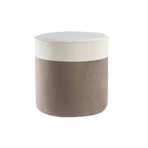 Miliboo Pouf design bicolore en tissu velours blanc creme et taupe D40 cm DAISY