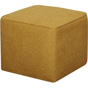 Miliboo Pouf design carre en tissu jaune cumin PAVE