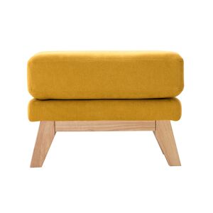 Miliboo Pouf repose pieds dehoussable scandinave en tissu effet velours jaune moutarde et bois clair OSLO