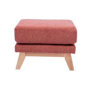 Miliboo Pouf repose-pieds dehoussable scandinave en tissu effet velours texture terracotta et bois clair OSLO