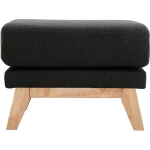 Pouf repose-pieds déhoussable scandinave en tissu gris foncé et bois clair OSLO