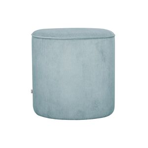 Miliboo Pouf rond en tissu velours côtele bleu grise D40 cm LOUIS