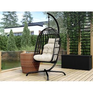 Mobistoxx Fauteuil de jardin suspendu GAFA noir avec coussin creme