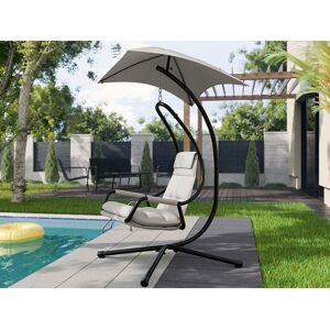 Mobistoxx Fauteuil de jardin suspendu WASS noir avec coussin gris clair