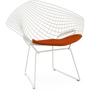 KNOLL fauteuil avec coussin BERTOIA DIAMOND (Structure blanche / Coussin Poppy - Acier / Tissu Ultrasuede)